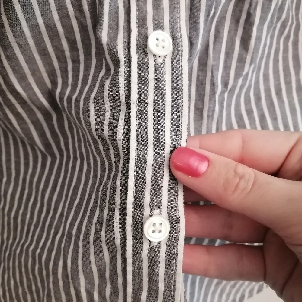 Joie Naro Striped Short Sleeve Button Up Cotton Coastal Nautical Oversize Small - Picture 11 of 16